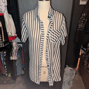 Sheer Stripped Button Up
